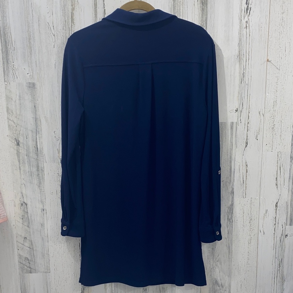 0305 Susan Graver Navy Blue Button-Up Shirt - Picture 5 of 5